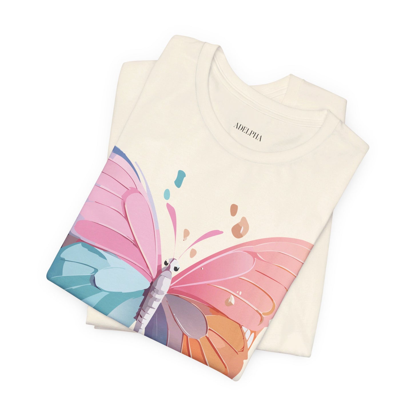 Natural Cotton Tee Shirt with Butterfly