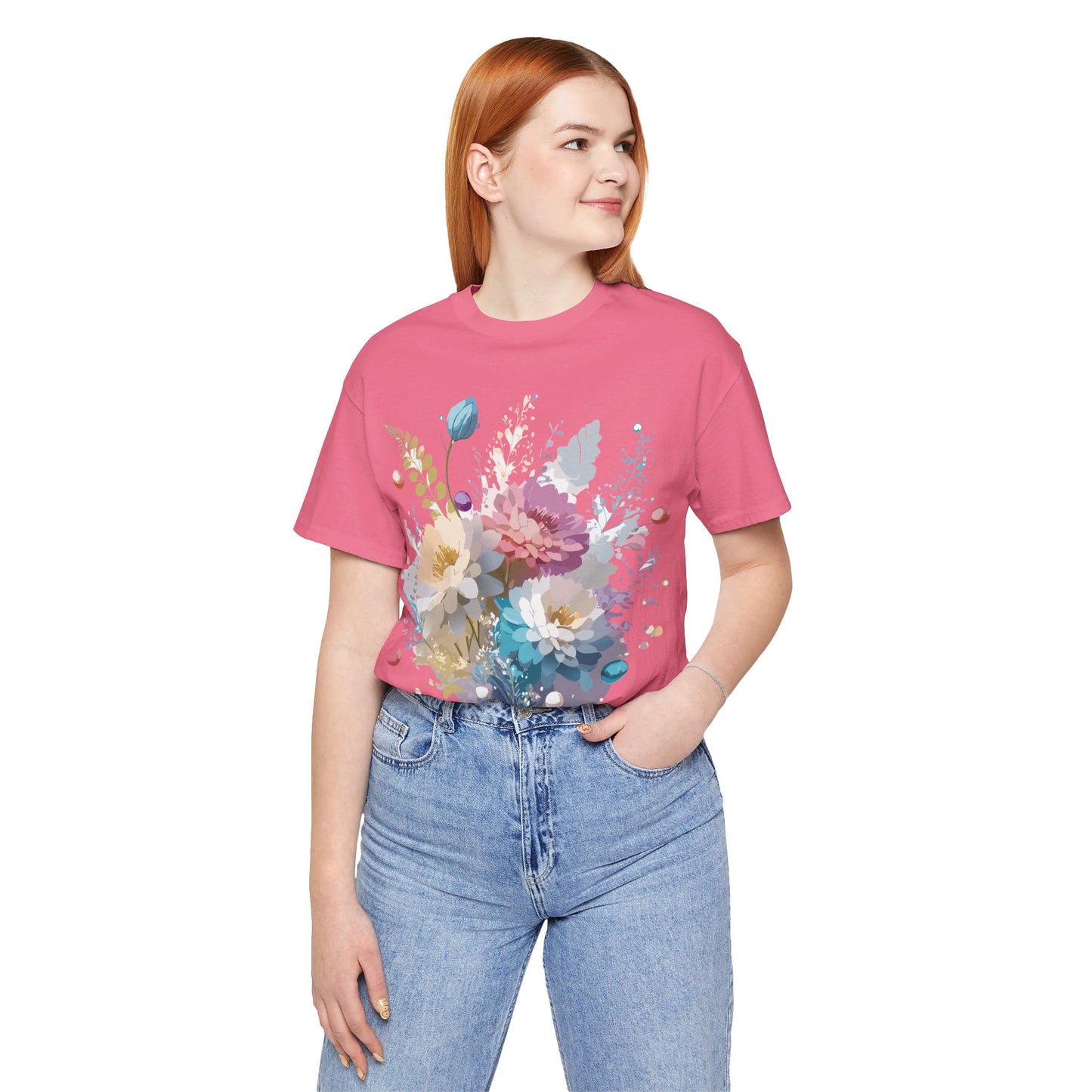 T-Shirt aus natürlicher Baumwolle mit Blumen