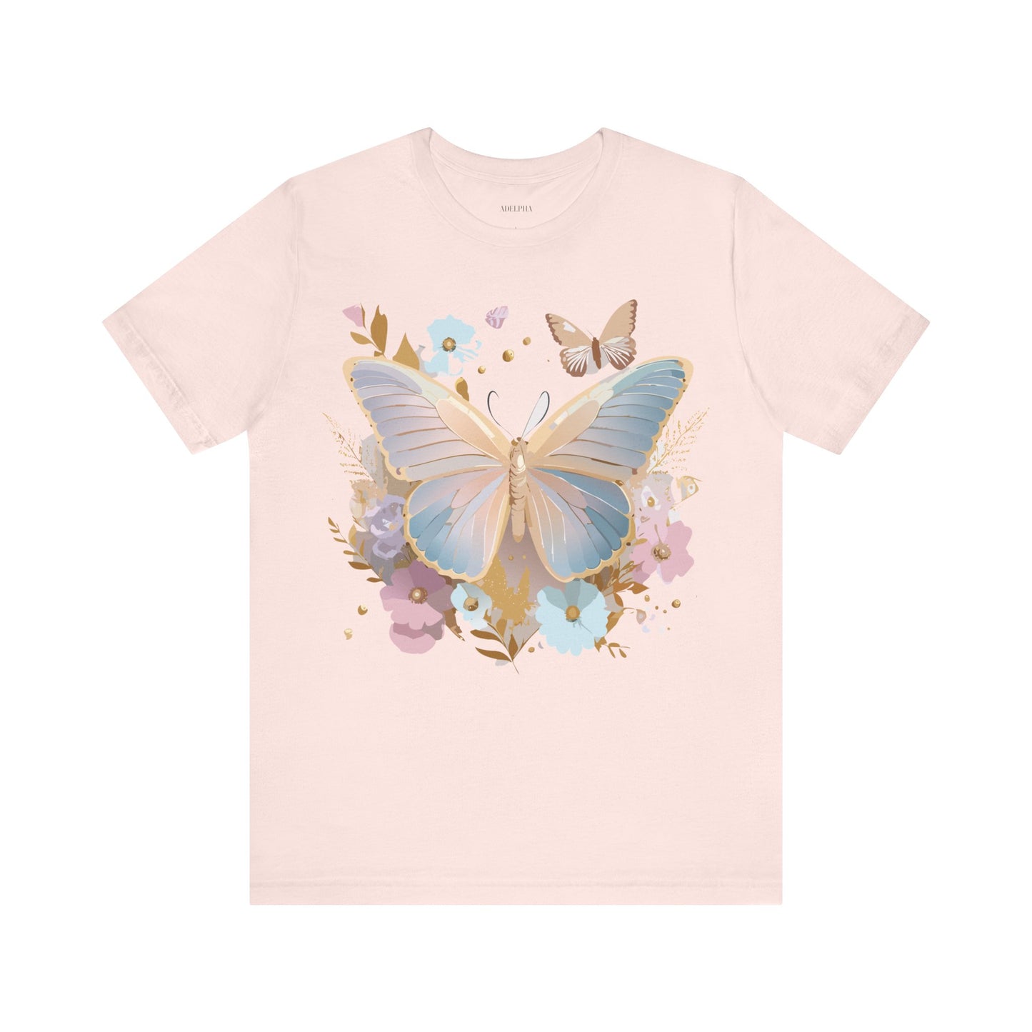 Natural Cotton Tee Shirt with Butterfly