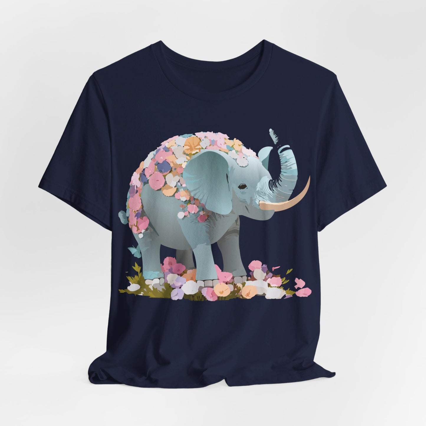 T-shirt en coton naturel avec motif éléphant