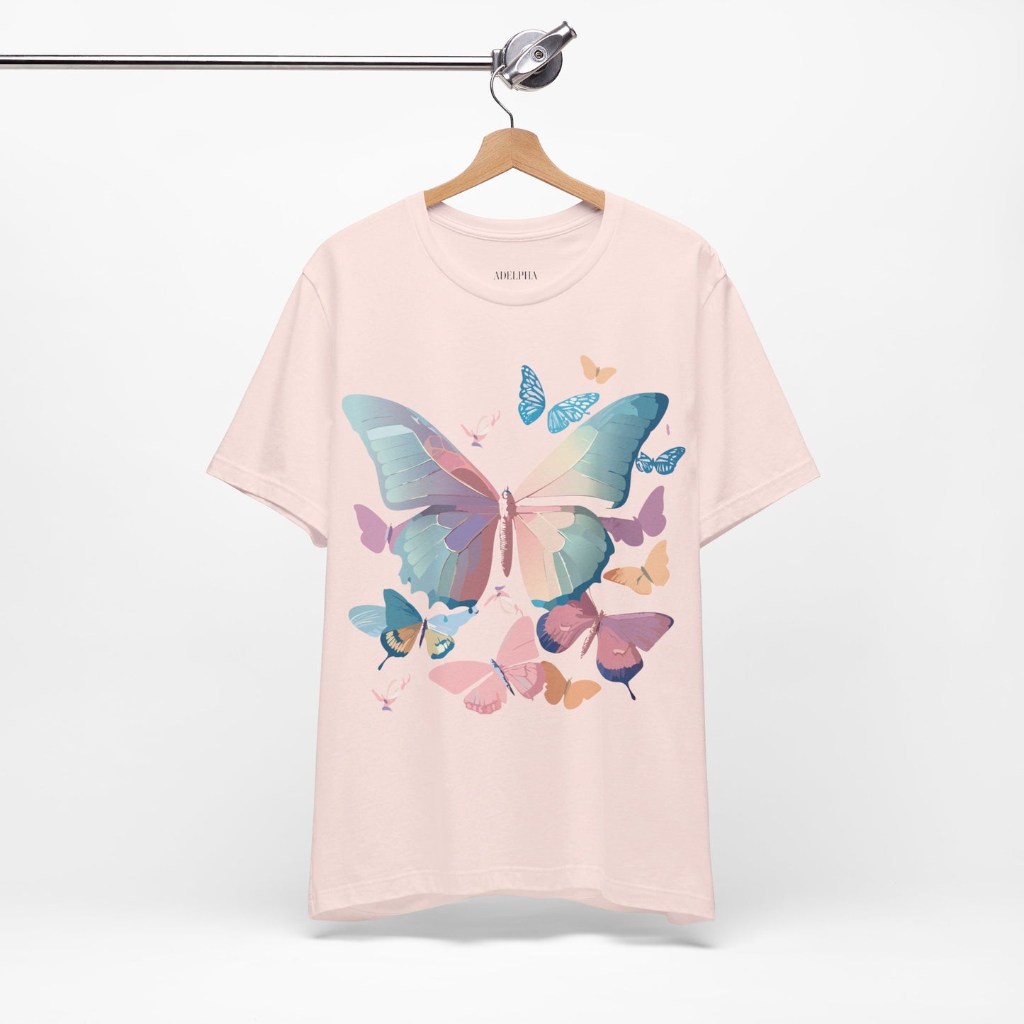 Natural Cotton Tee Shirt with Butterfly