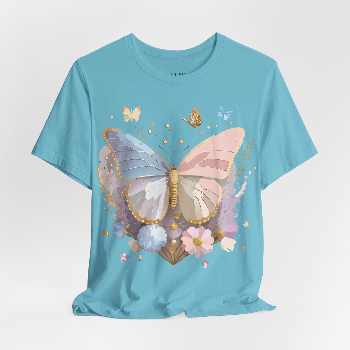 Natural Cotton Tee Shirt with Butterfly