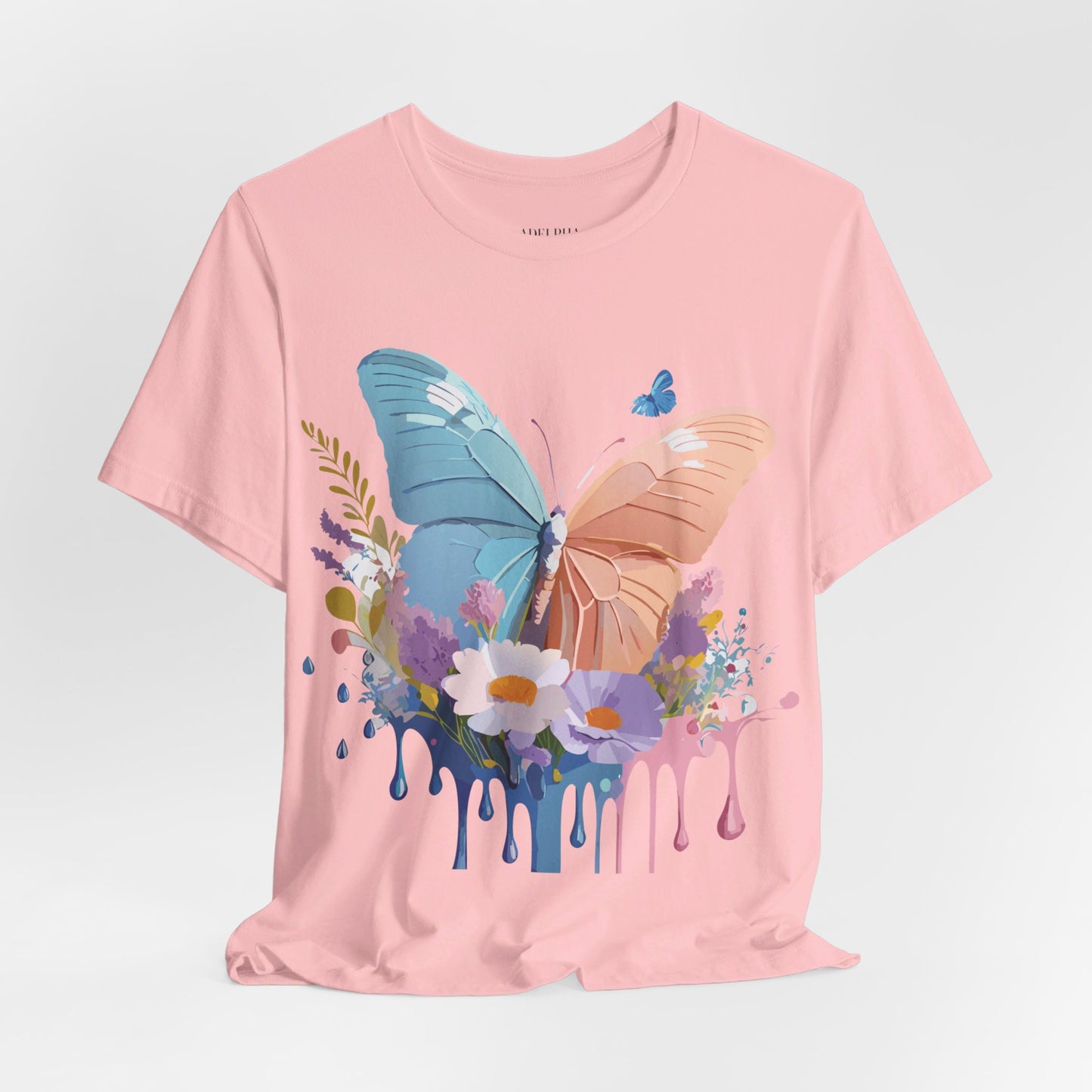 Natural Cotton Tee Shirt with Butterfly