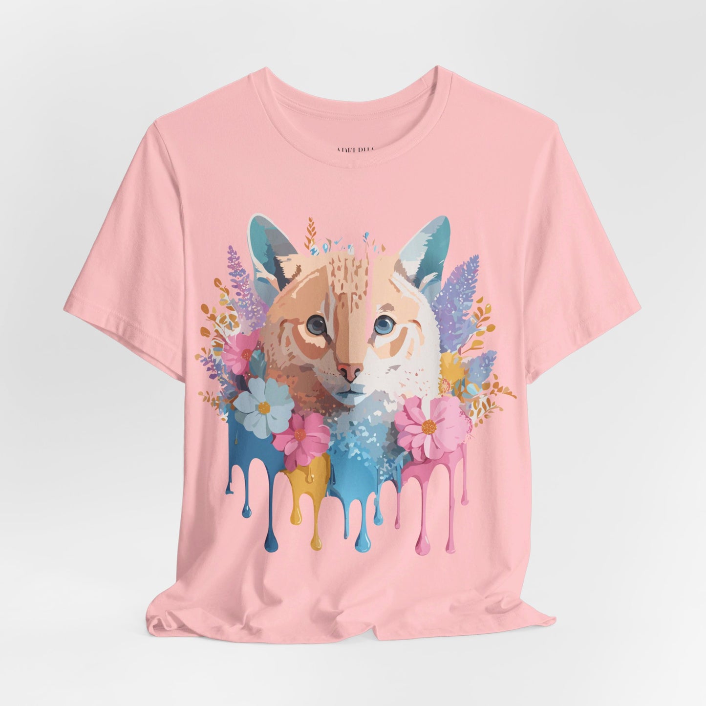 Natural Cotton Tee Shirt with Cat