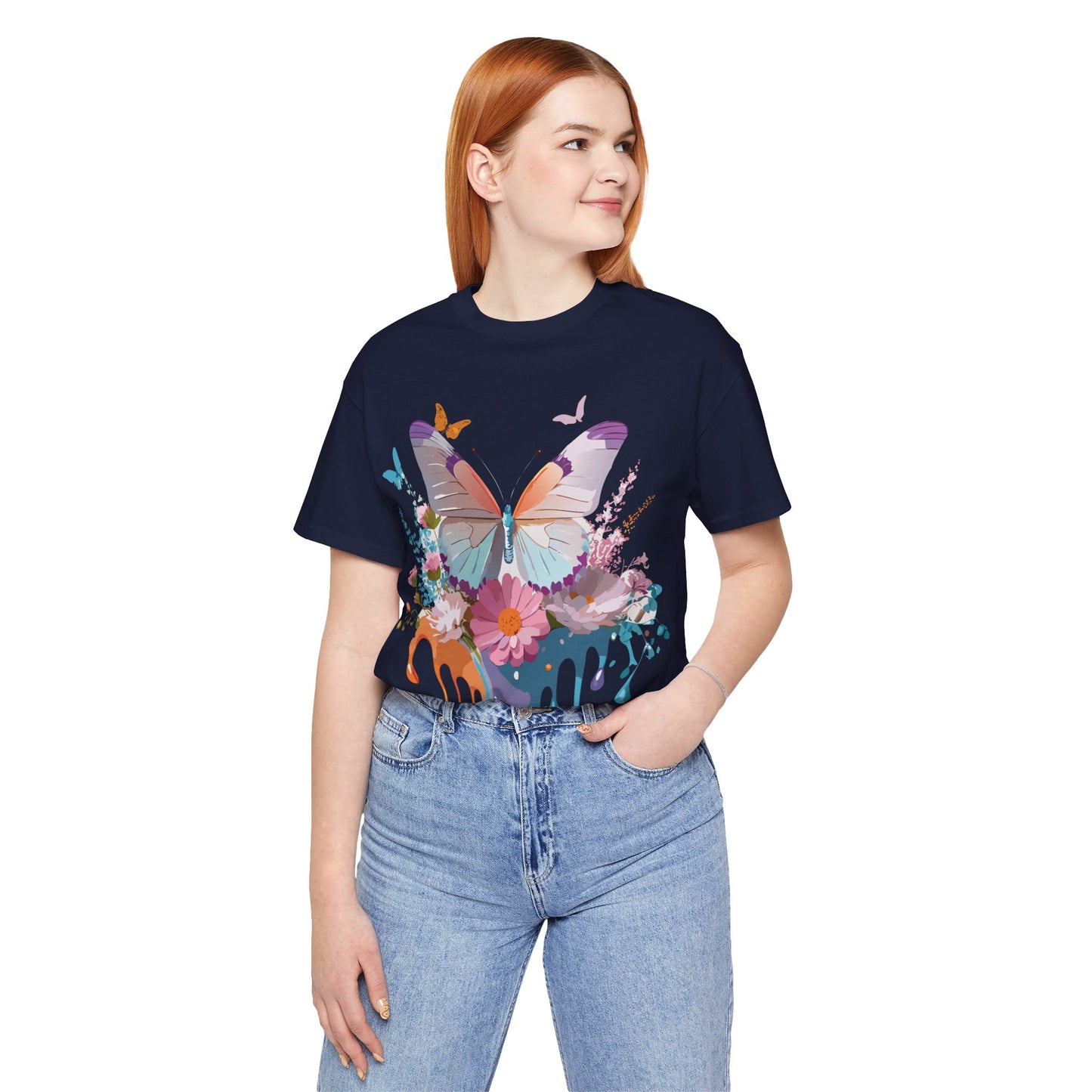 T-shirt en coton naturel avec papillon