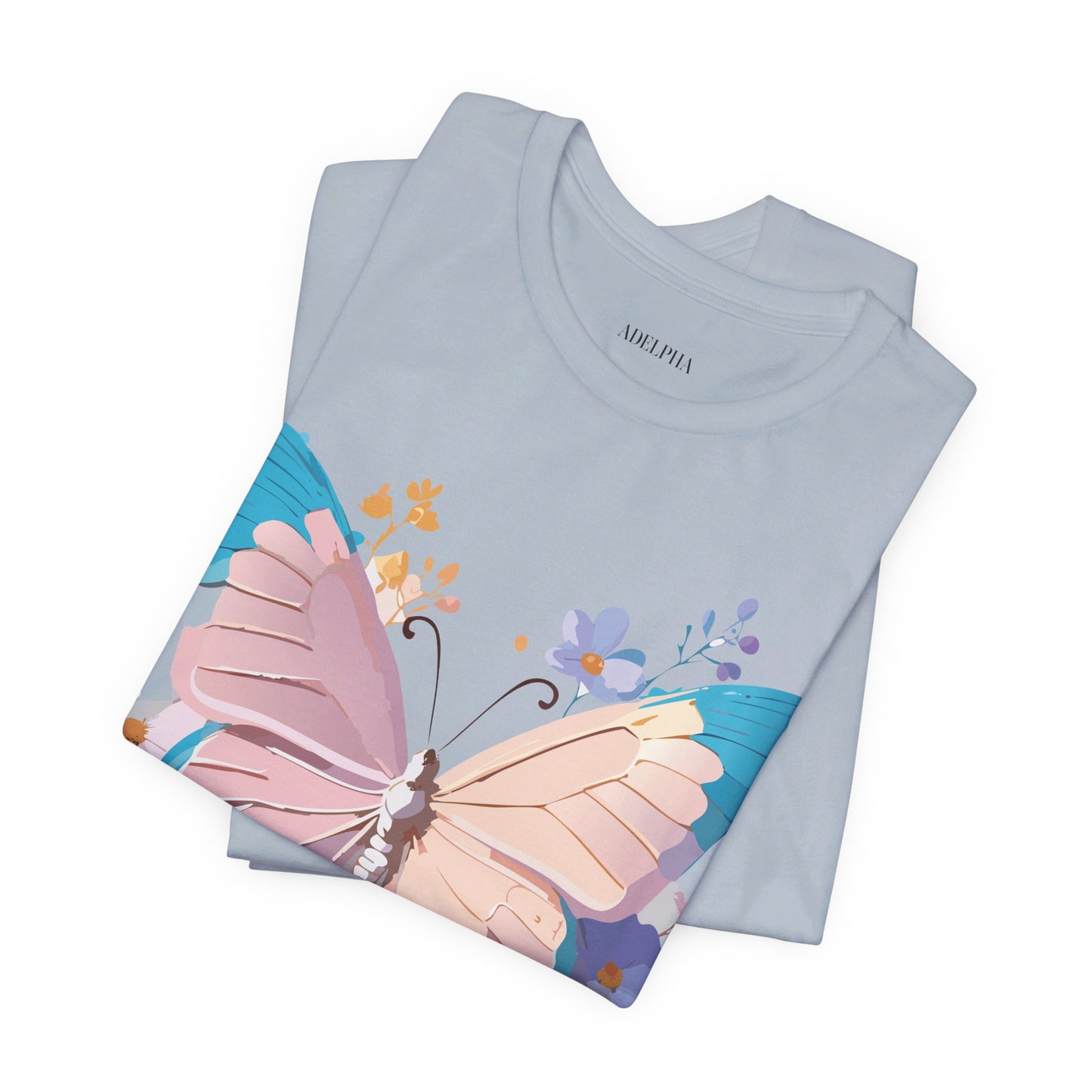 Natural Cotton Tee Shirt with Butterfly