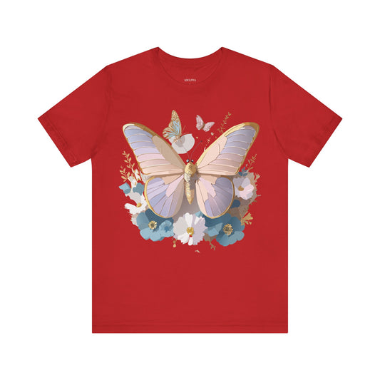 Natural Cotton Tee Shirt with Butterfly