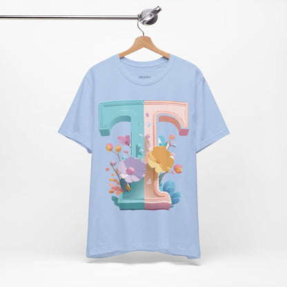 Natural Cotton Tee Shirt - Letters Collection - T Printify