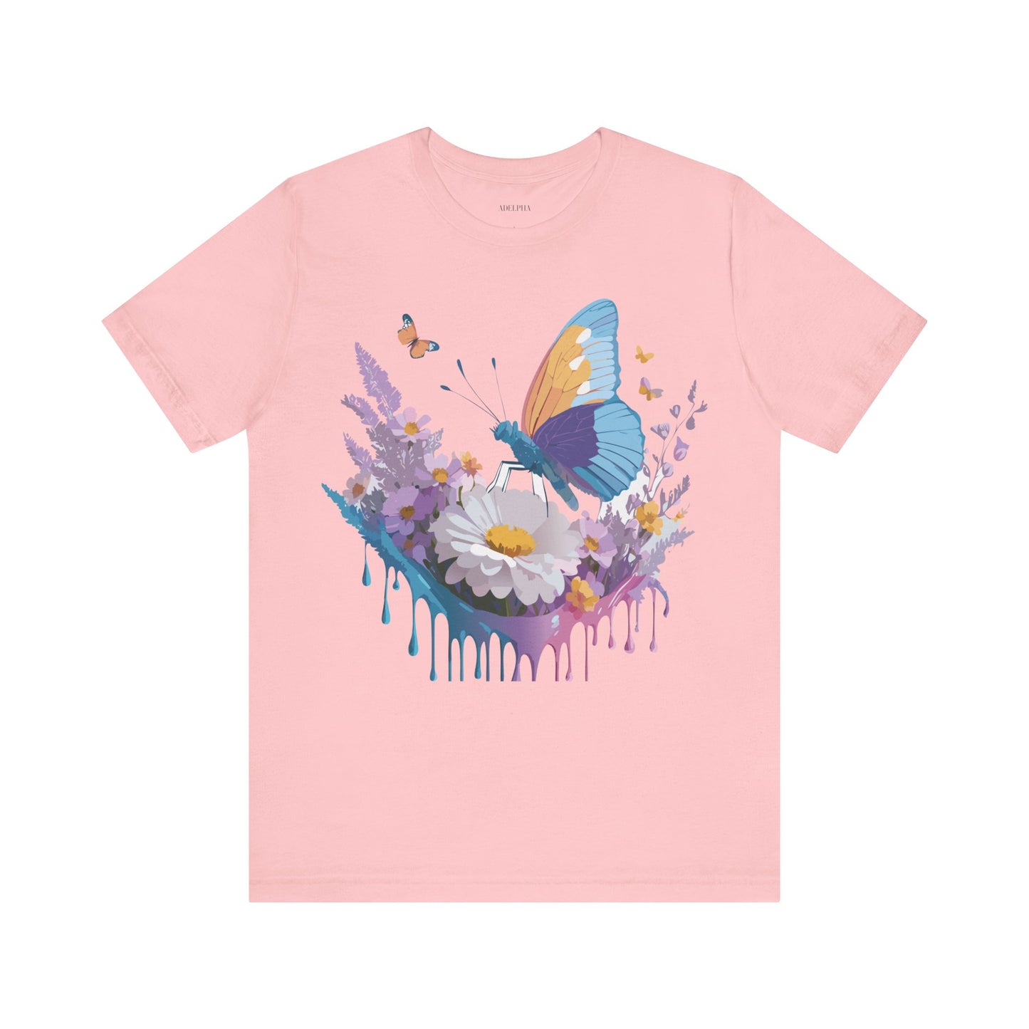 Natural Cotton Tee Shirt with Butterfly