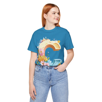 Natural Cotton Tee Shirt - Letters Collection - C Printify