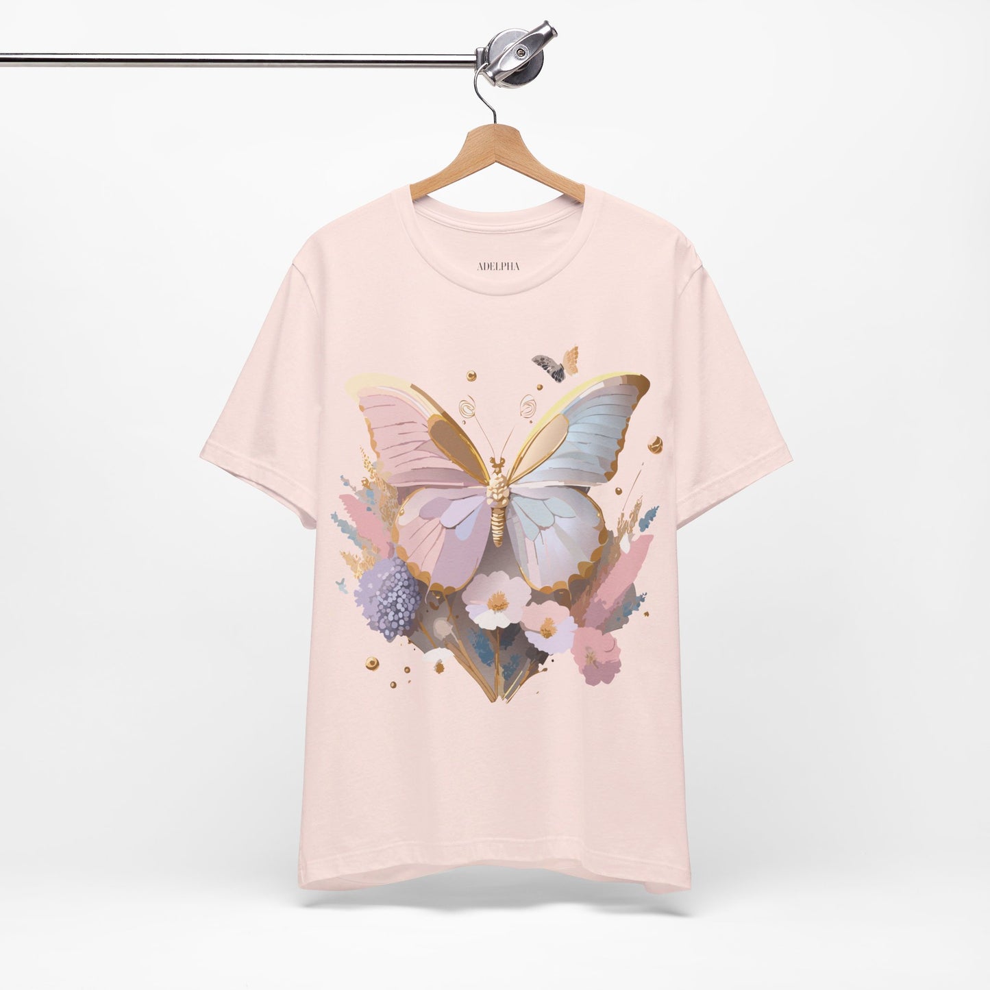 Natural Cotton Tee Shirt with Butterfly