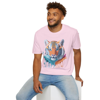 Tiger Print Shirt Unisex Softstyle Tee 100 Percent Ring Spun Cotton