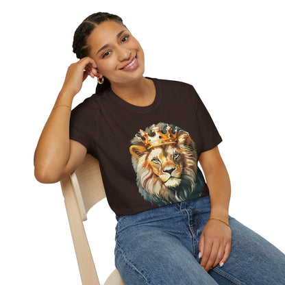 Unisex Lion Print T Shirt Softstyle 64000 One Hundred Percent Ring Spun Cotton