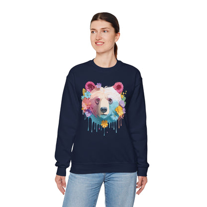 Unisex Floral Bear Sweatshirt Gildan 18000 Art Design Animals