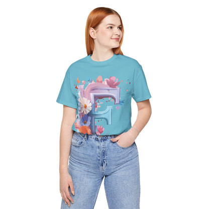 Natural Cotton Tee Shirt - Letters Collection - F Printify
