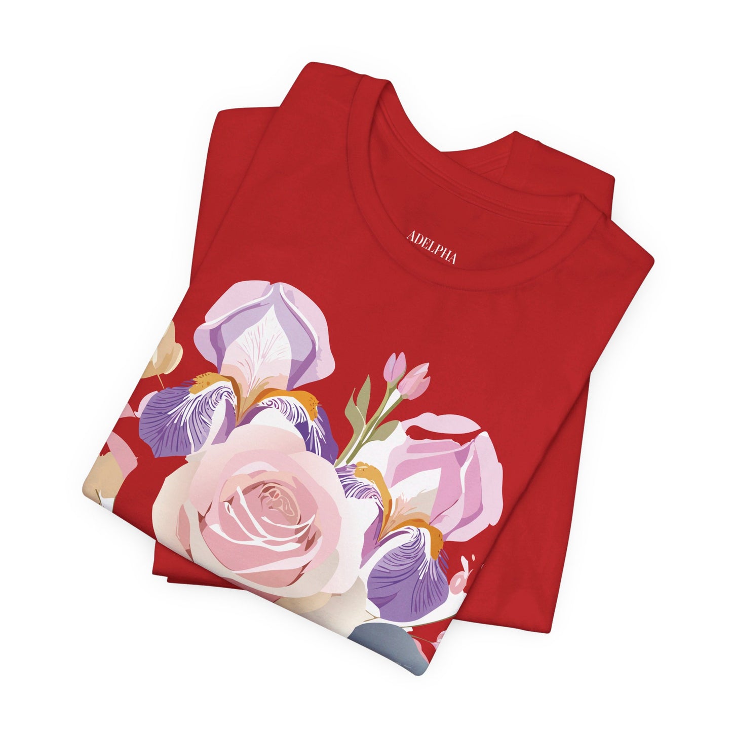 Natural Cotton Tee Shirt with Flowers