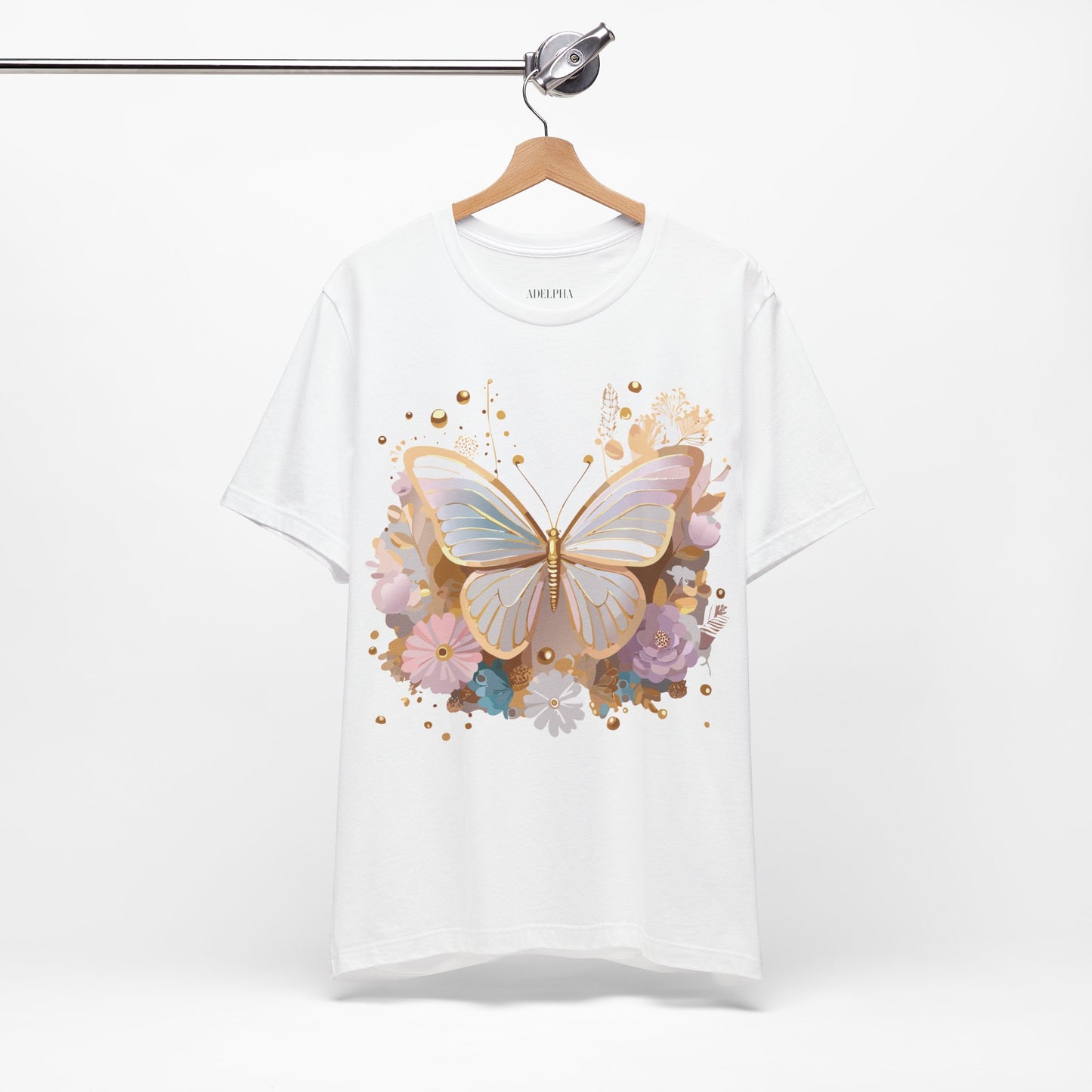 Natural Cotton Tee Shirt with Butterfly