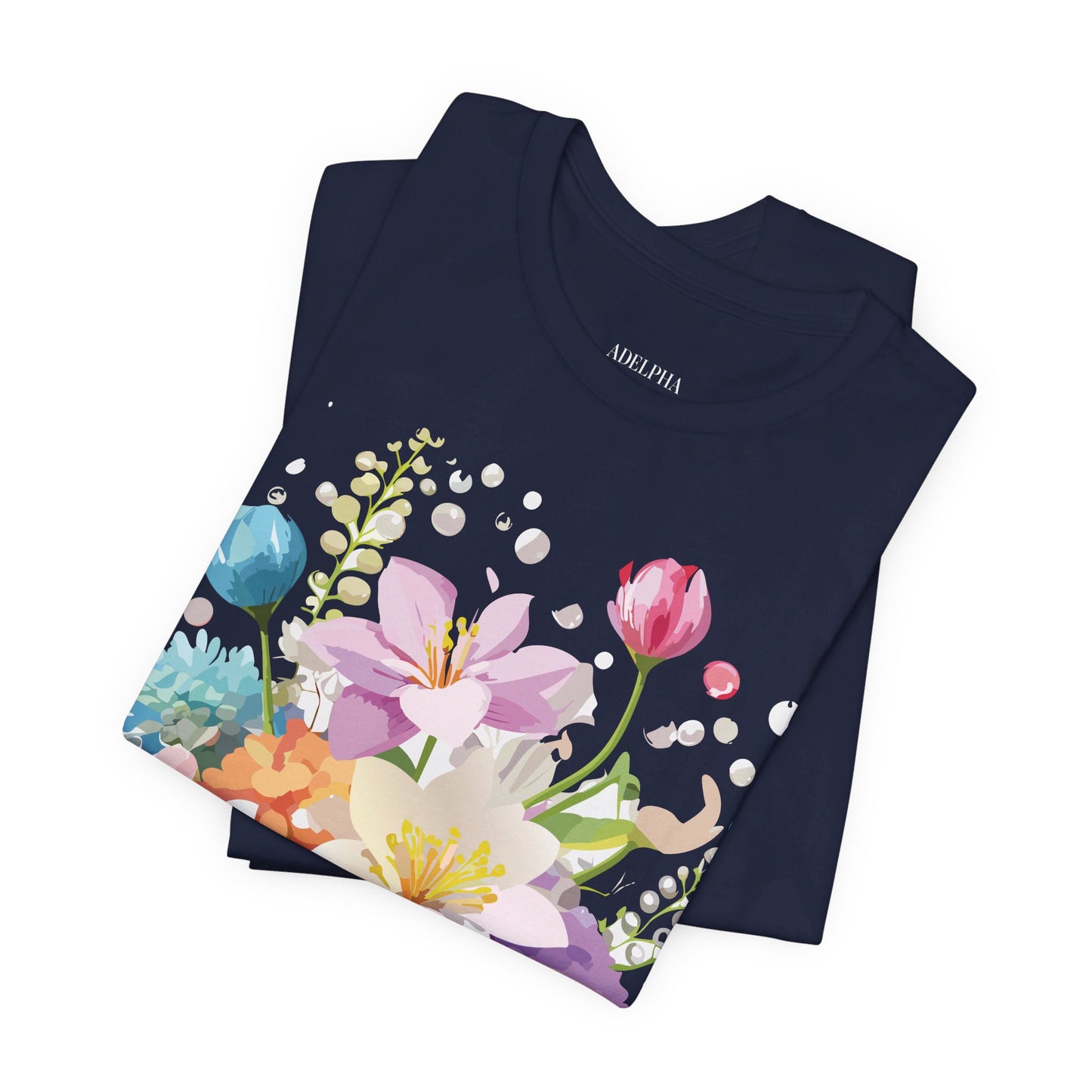 T-shirt en coton naturel avec fleurs