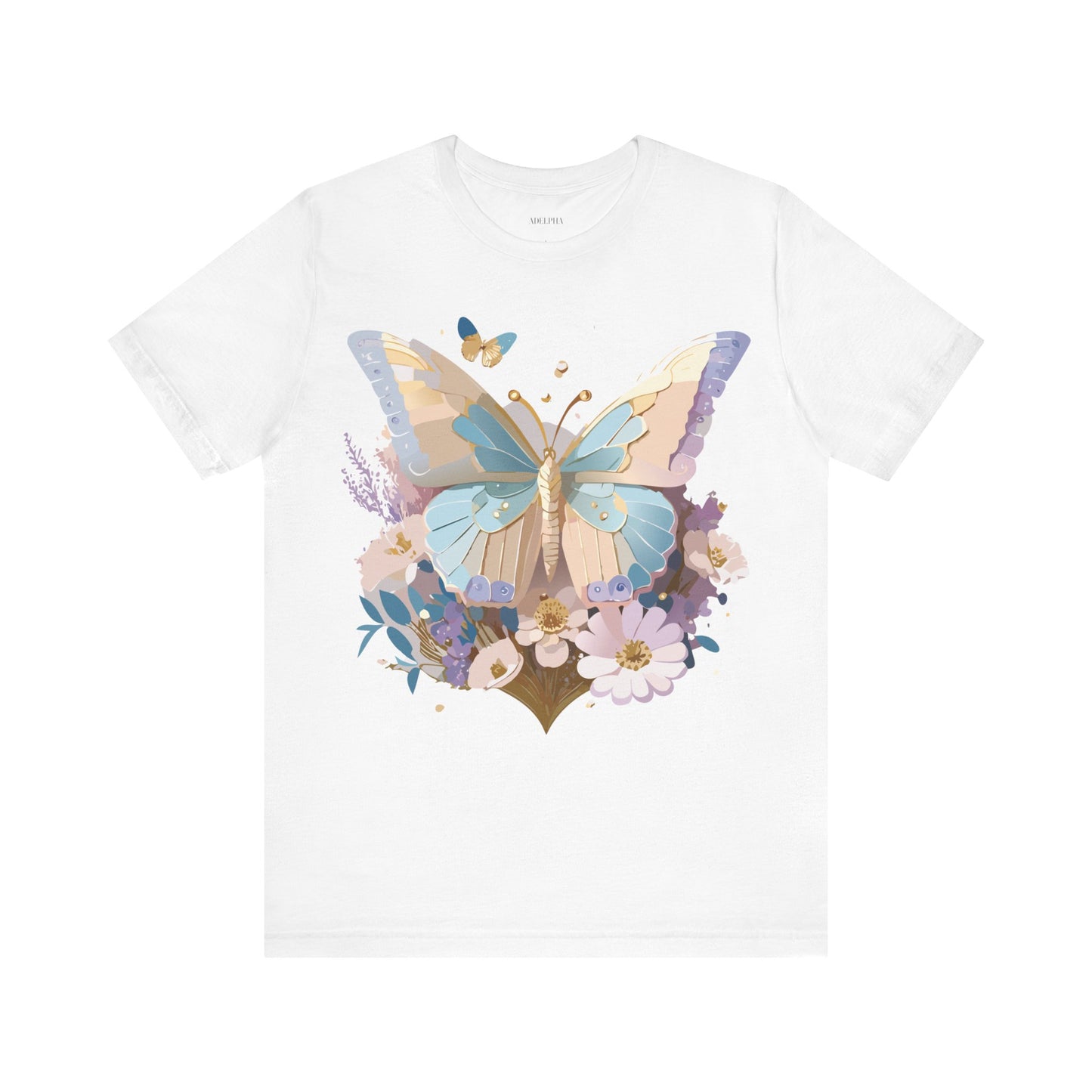 Natural Cotton Tee Shirt with Butterfly