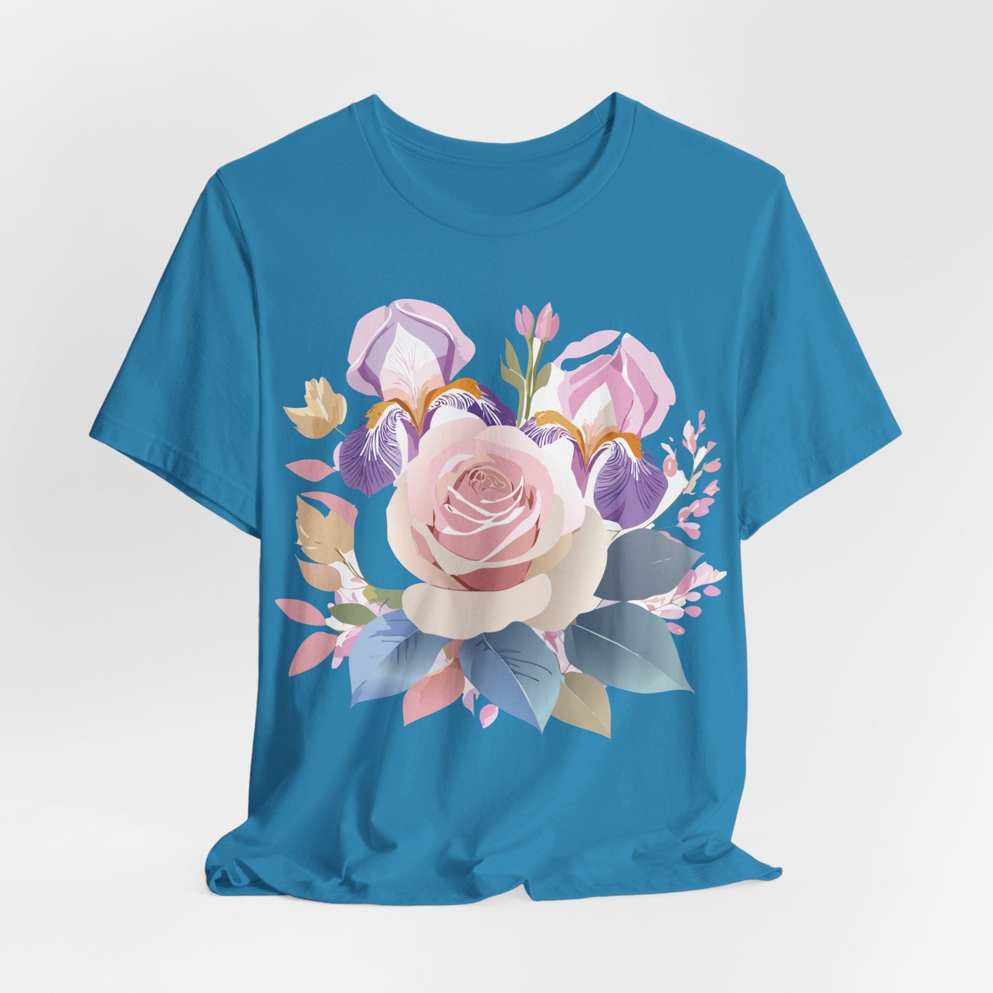 Natural Cotton Tee Shirt with Flowers