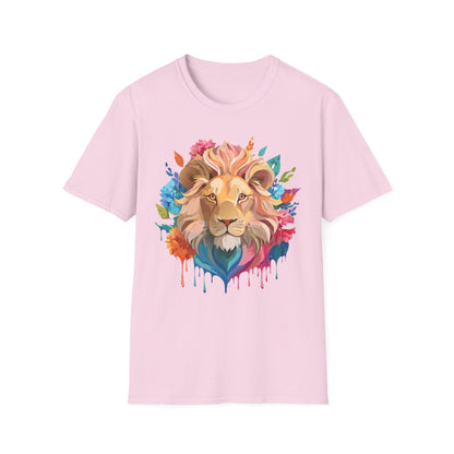 Lion Shirt Unisex Floral Lion Tee Gildan Softstyle 64000 Lightweight Cotton Tee