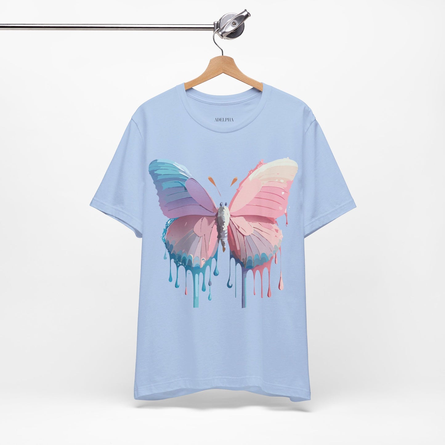 Natural Cotton Tee Shirt with Butterfly