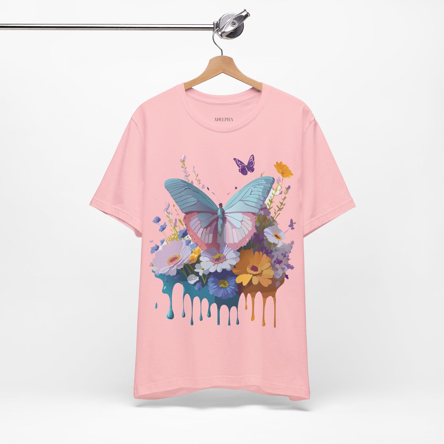 Natural Cotton Tee Shirt with Butterfly