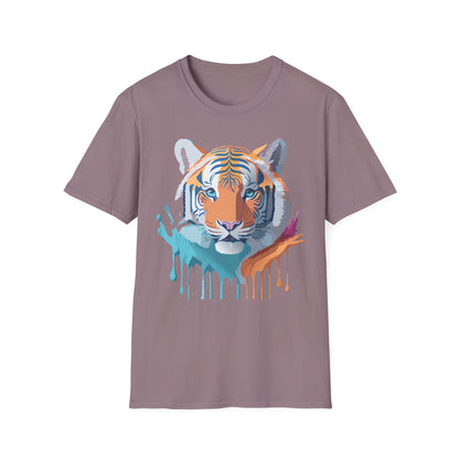 Tiger Print Shirt Unisex Softstyle Tee 100 Percent Ring Spun Cotton