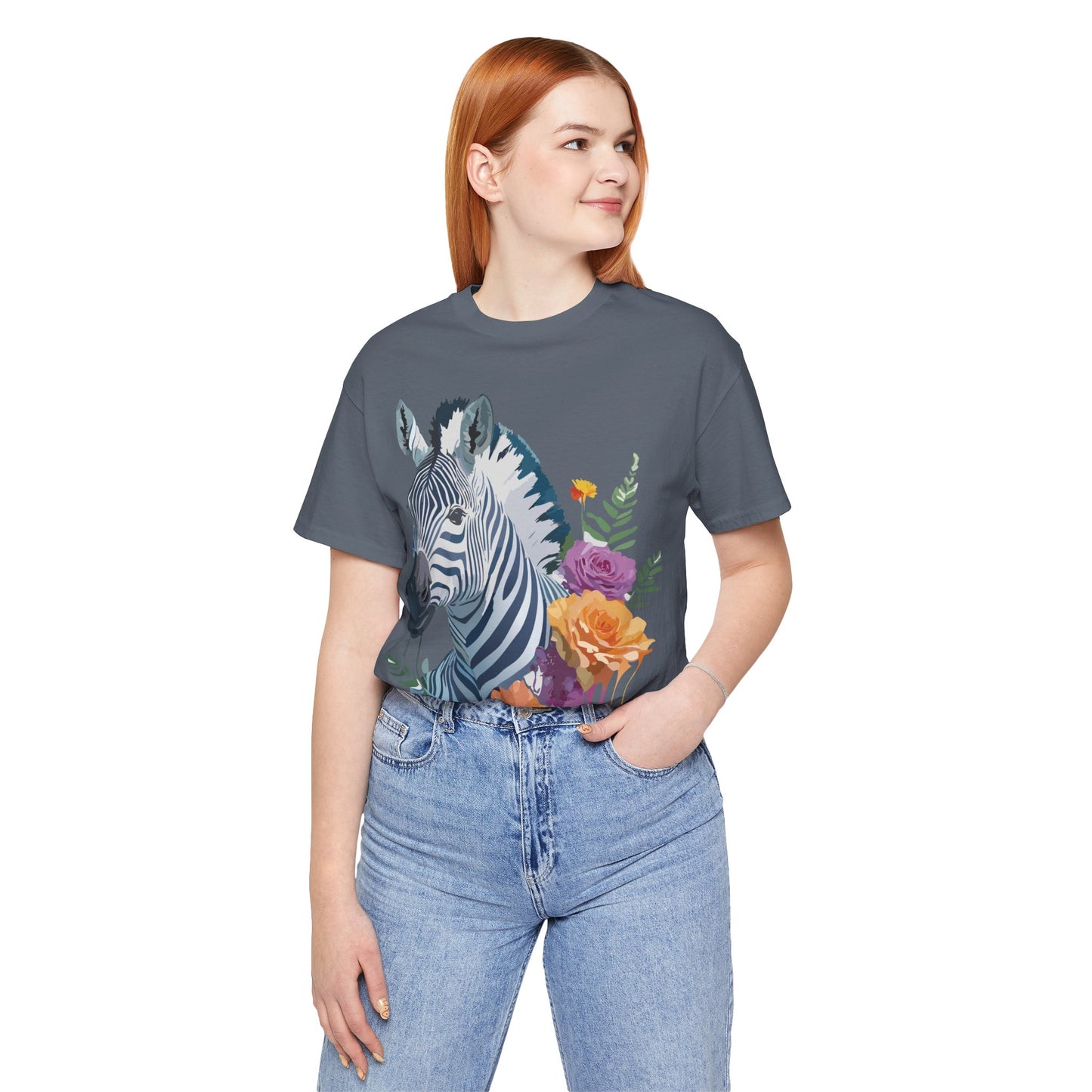 Natural Cotton Tee Shirt with Zebra