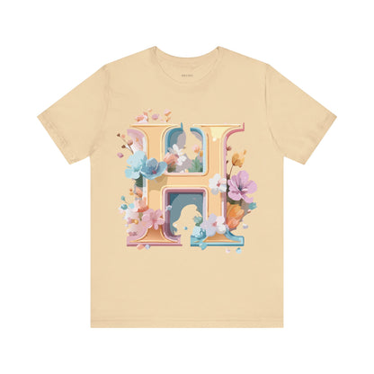 Natural Cotton Tee Shirt - Letters Collection - H Printify