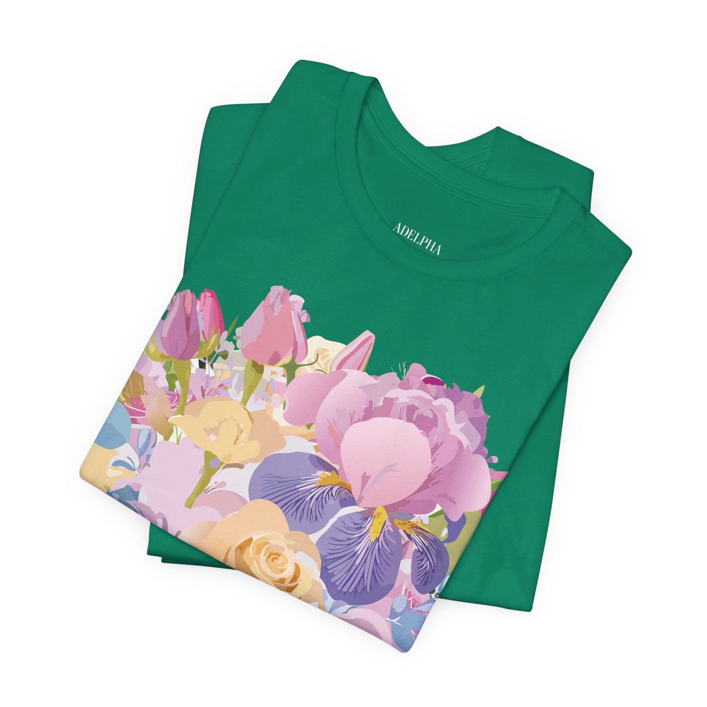 Natural Cotton Tee Shirt with Flowers