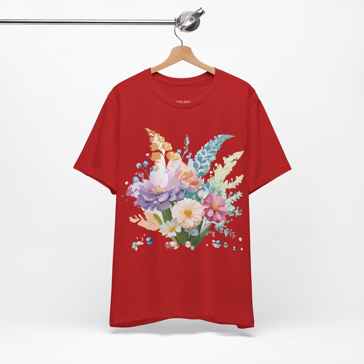 Natural Cotton Tee Shirt with Flowers