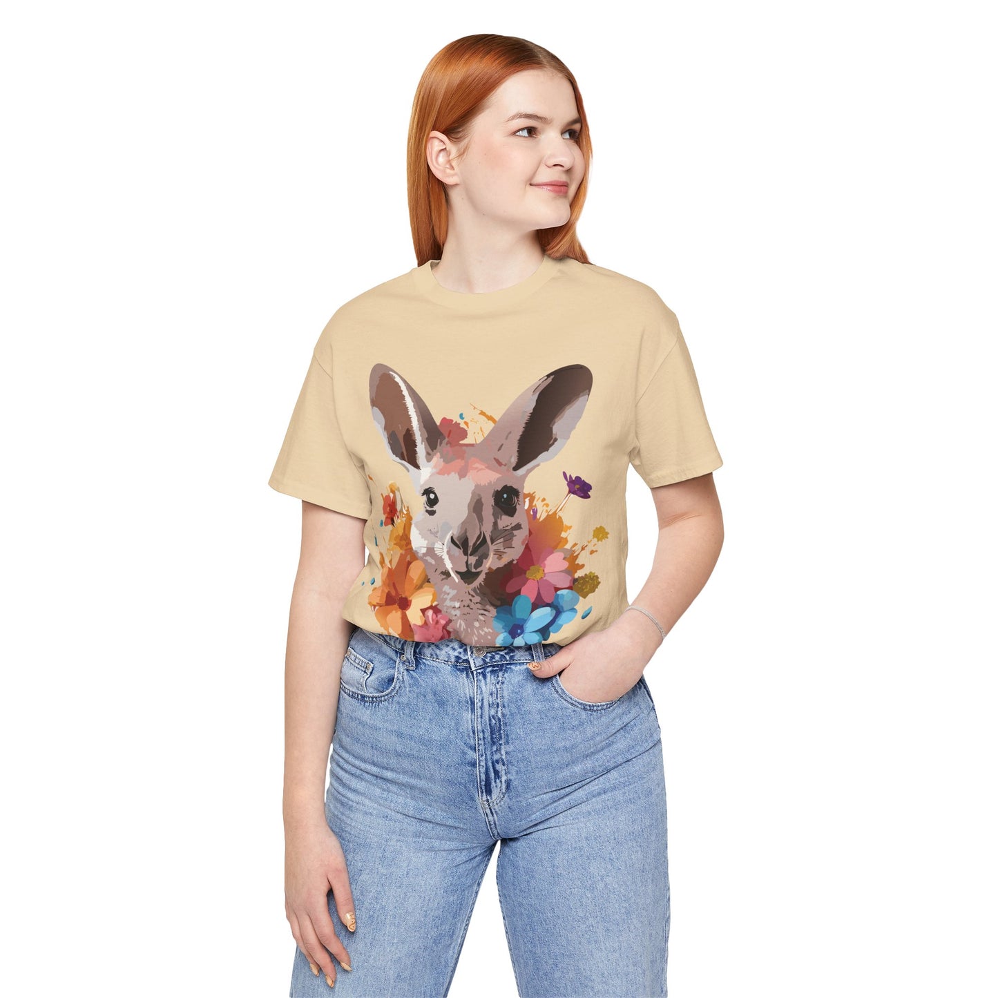 Natural Cotton Tee Shirt with Kangaroo