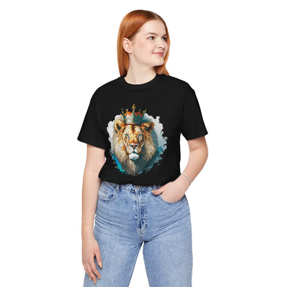 Lion with Crown Tee Unisex Cotton Watercolor King Lion Graphic T-Shirt 2
