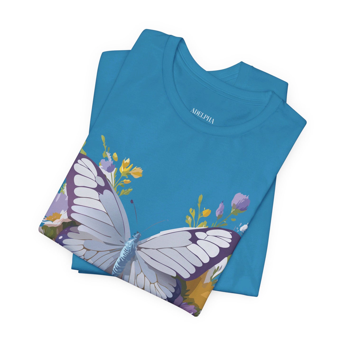 Natural Cotton Tee Shirt with Butterfly