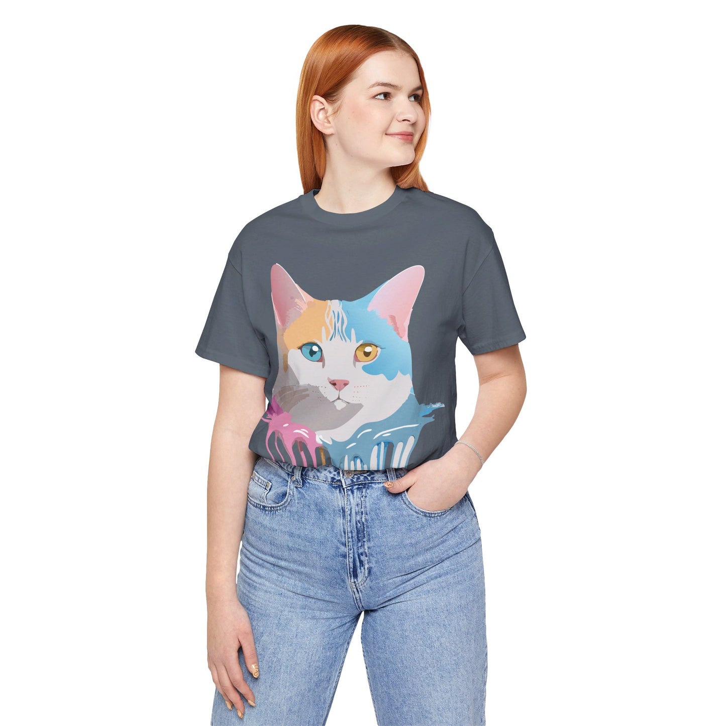 T-Shirt aus natürlicher Baumwolle mit Katze