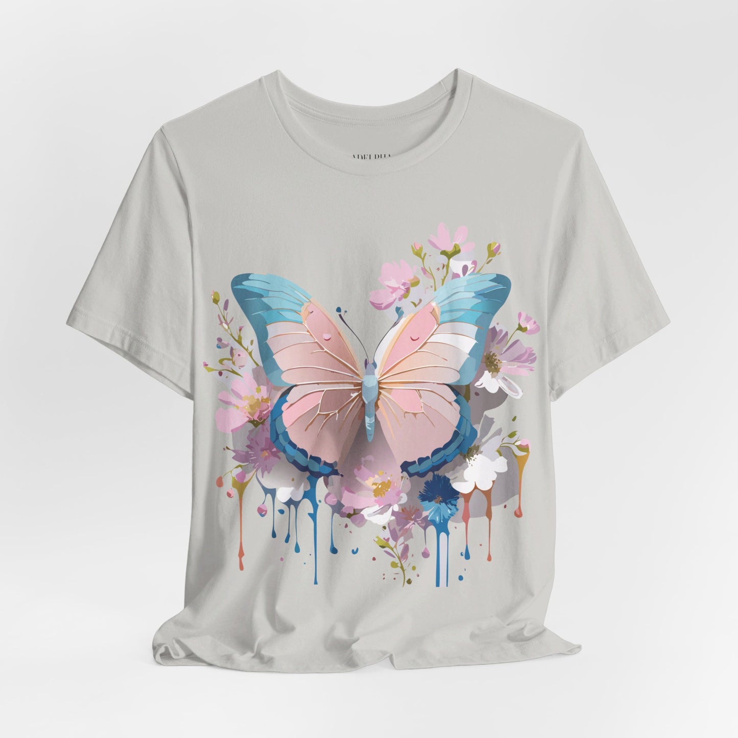 Natural Cotton Tee Shirt with Butterfly