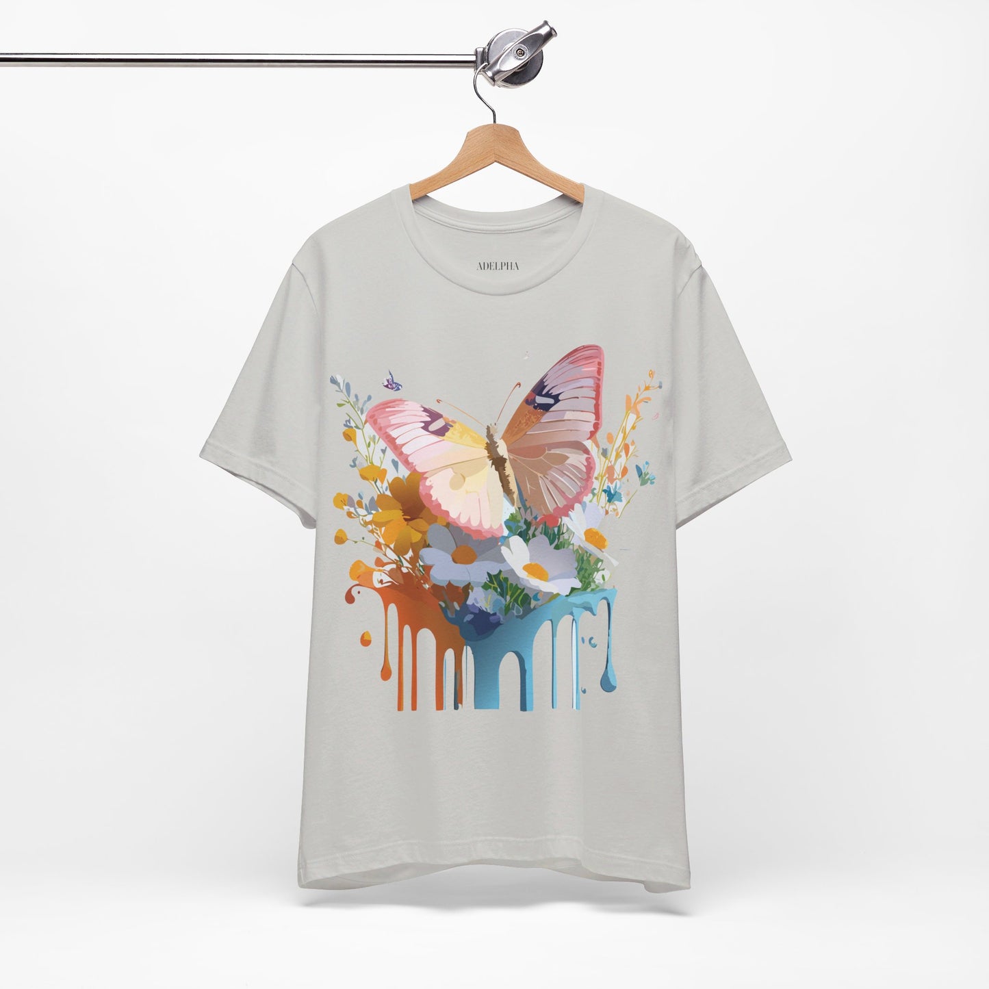 Natural Cotton Tee Shirt with Butterfly