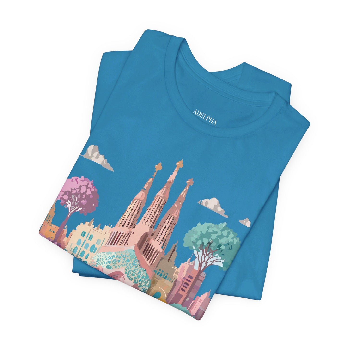 Natural Cotton Tee Shirt - Beautiful Places Collection - Barcelona