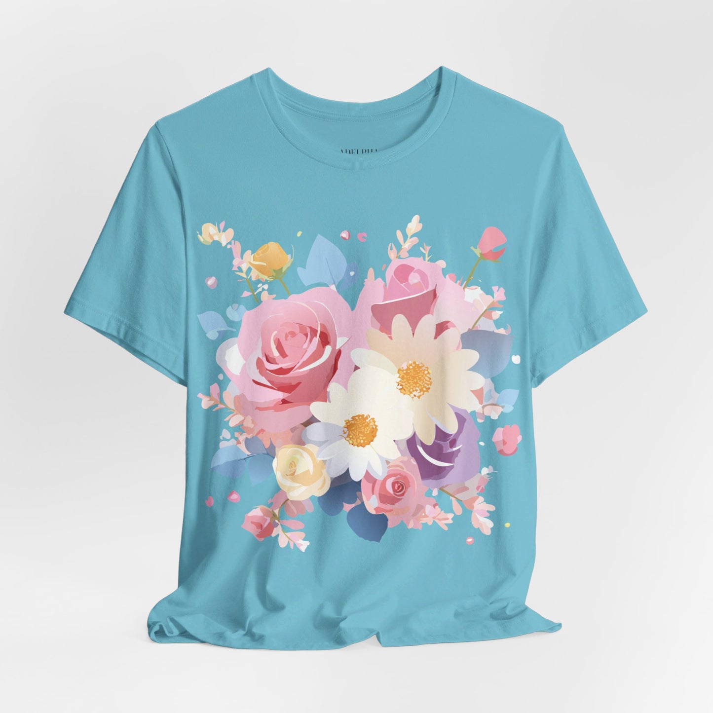 T-shirt en coton naturel avec fleurs