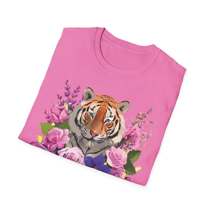 Tiger Print Shirt Unisex Animal Tee Softstyle Gildan 64000 Cotton