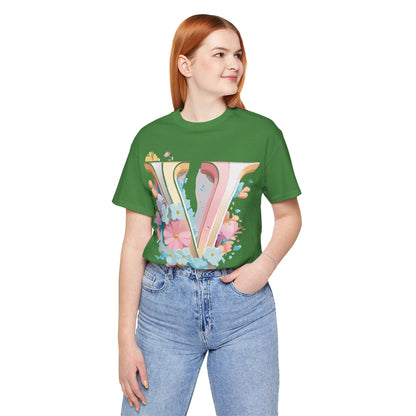 Natural Cotton Tee Shirt - Letters Collection - V Printify