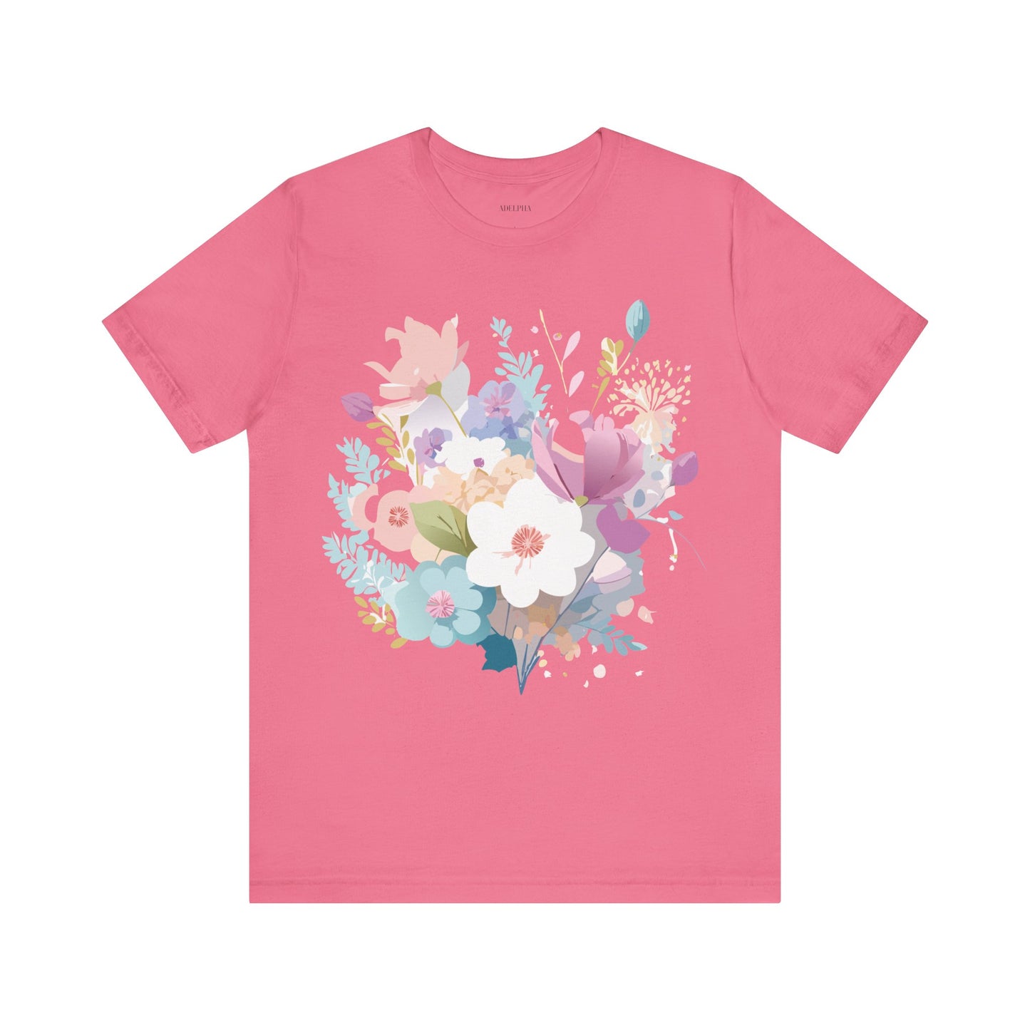 Natural Cotton Tee Shirt with Flowers