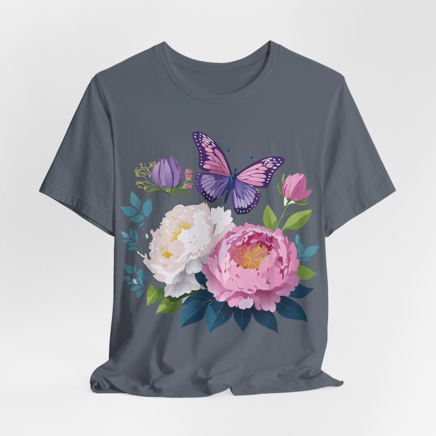 T-shirt en coton naturel avec fleurs