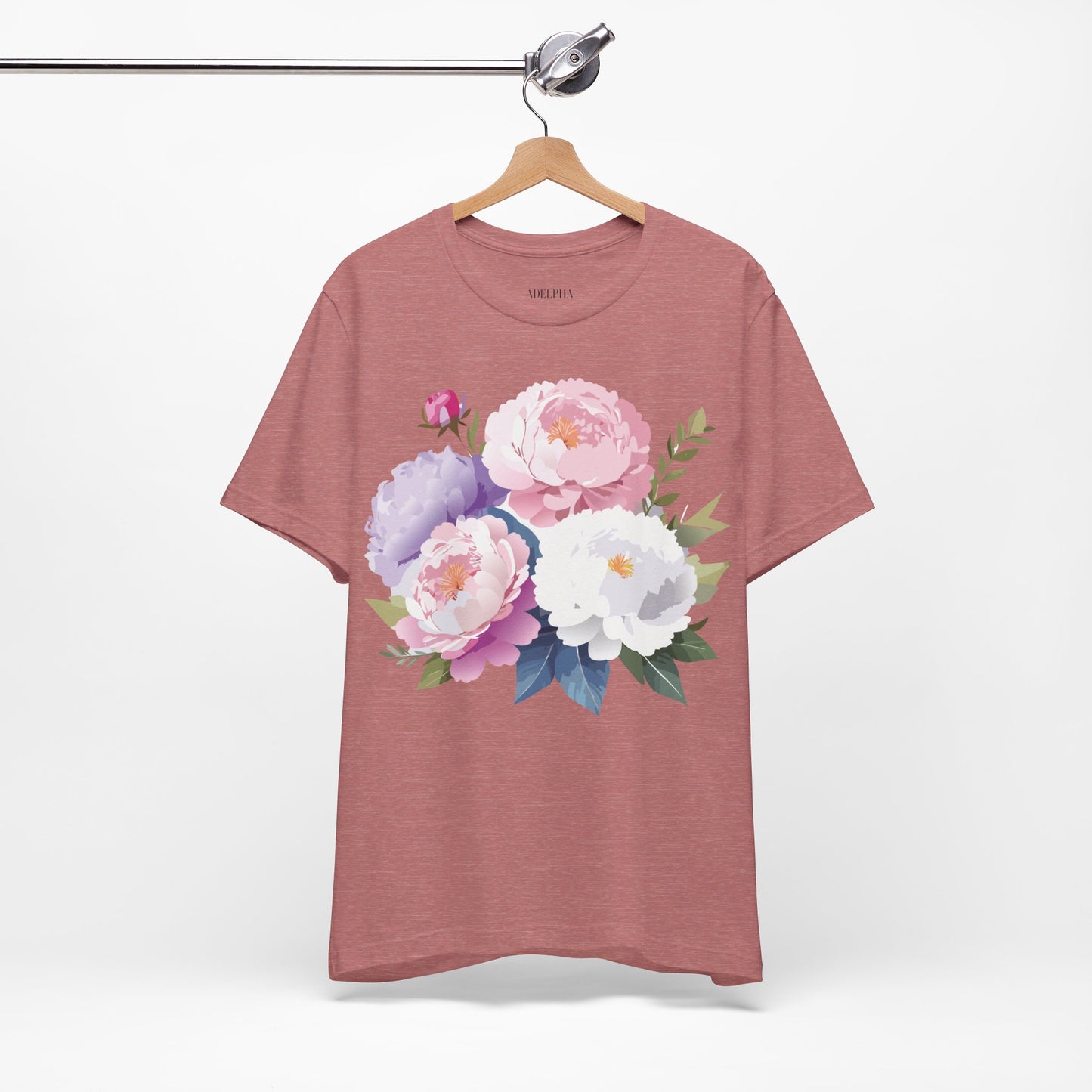 Natural Cotton Tee Shirt with Flowers