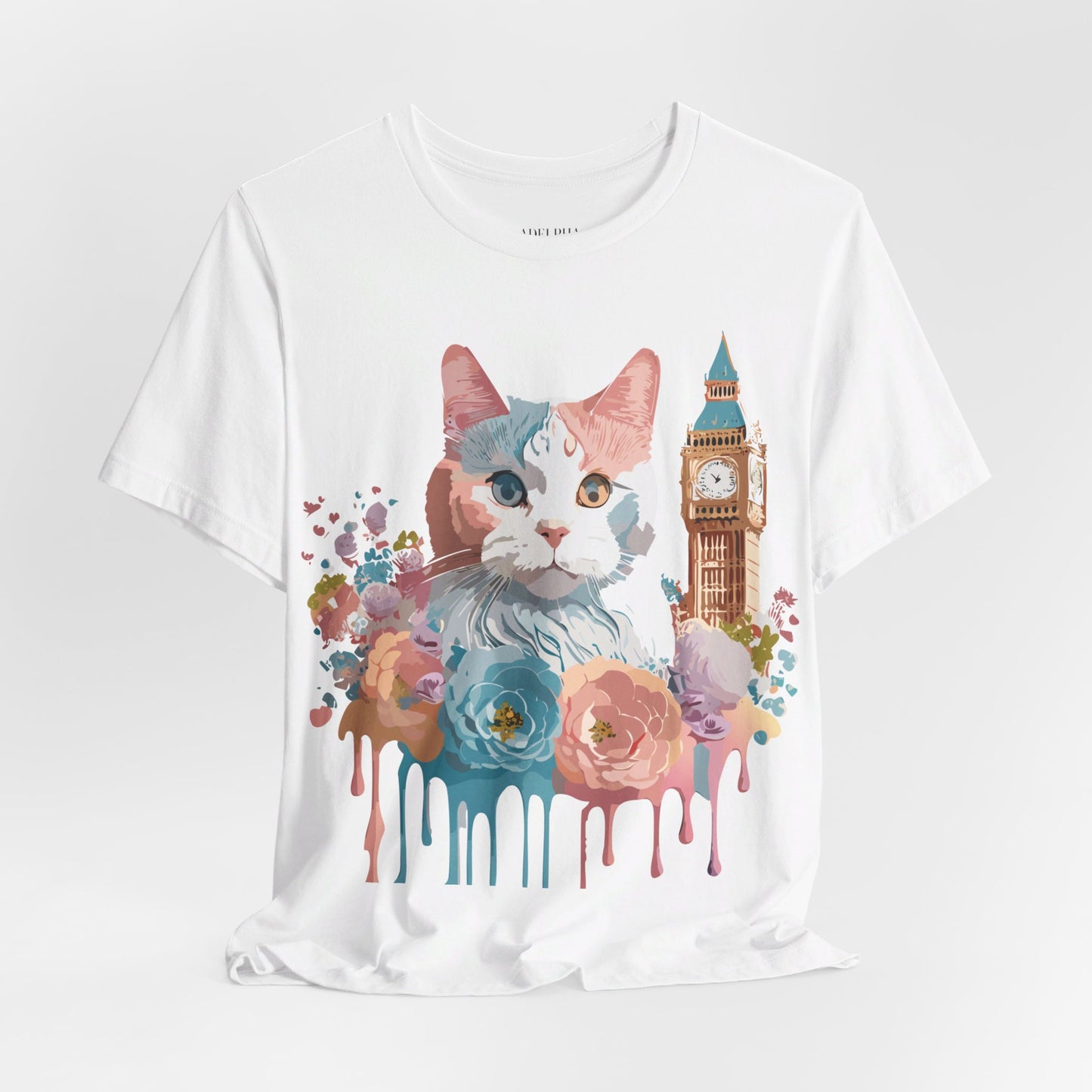 Natural Cotton Tee Shirt with Cat