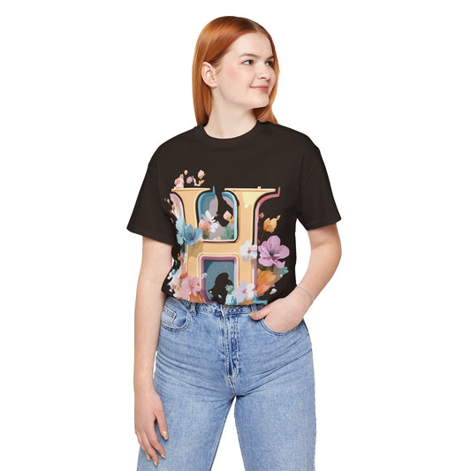 Natural Cotton Tee Shirt - Letters Collection - H Printify