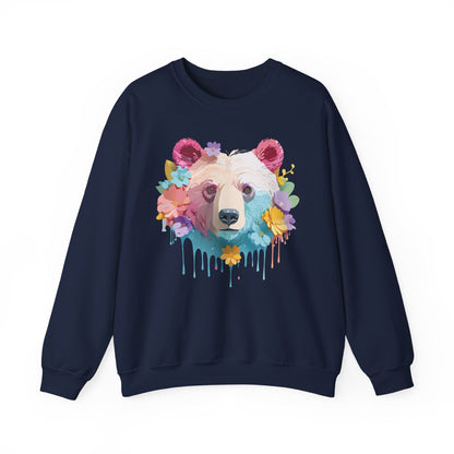 Unisex Floral Bear Sweatshirt Gildan 18000 Art Design Animals