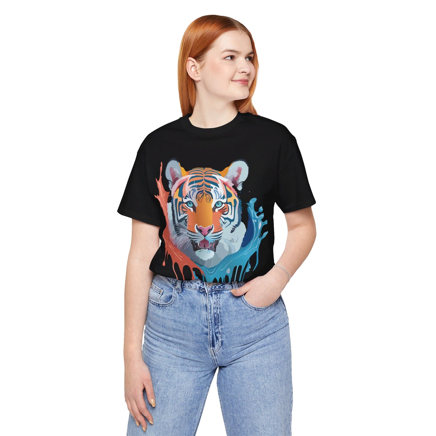 Natural Cotton Tee Shirt with Tiger