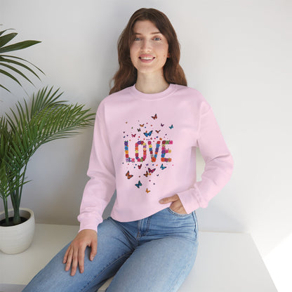 Unisex Floral Love Sweatshirt Fifty Fifty Cotton Poly Valentines Day